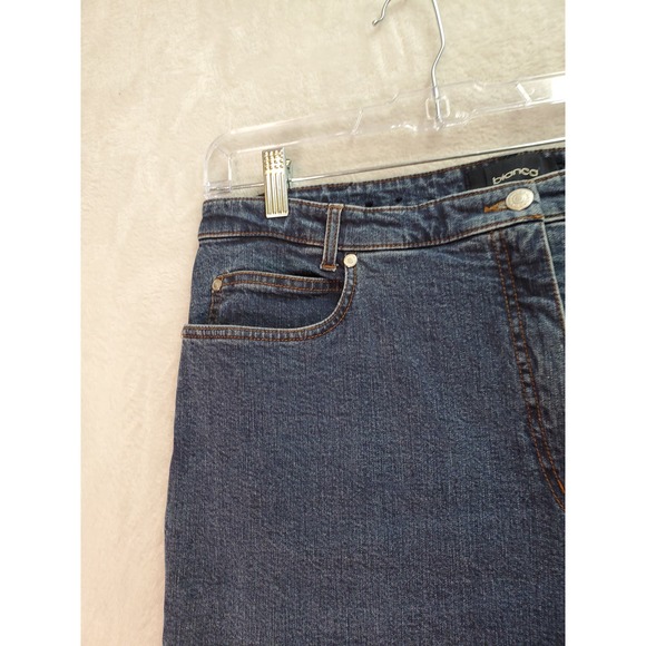 Bianca Jeans Women Size 16 Blue Denim Cotton Flat Front Wide Leg 5-Pocket Design - Picture 6 of 10